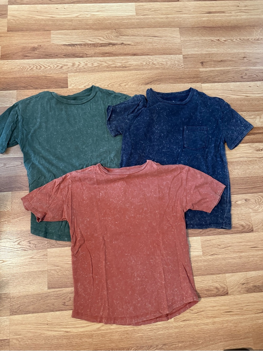 THREE Garment-Washed Short Sleeve Tees